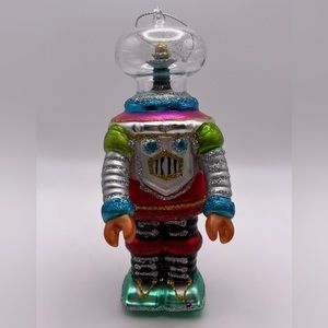 6” Mercury/blown glass Robot ornament